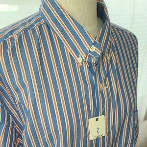 NWT Chaps Mens XXL striped button up shirt blue/red/white long sleeve j2